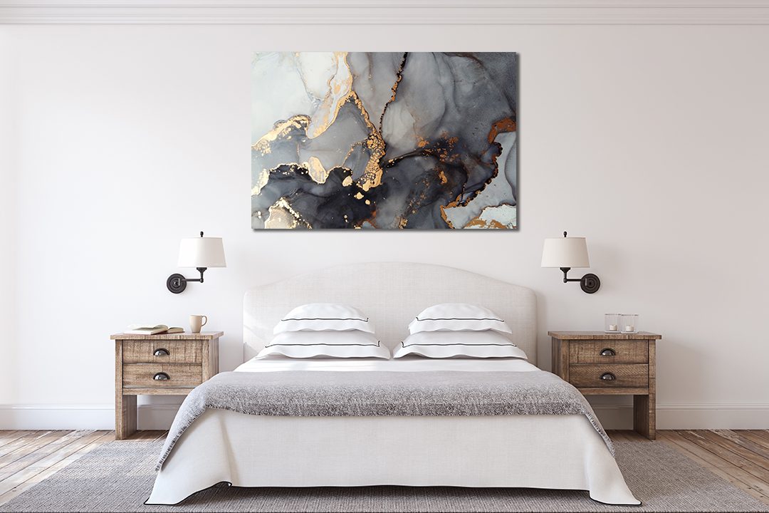 Marble Abstract Gold Black White Liquid Marble Canvas Print Wall Art