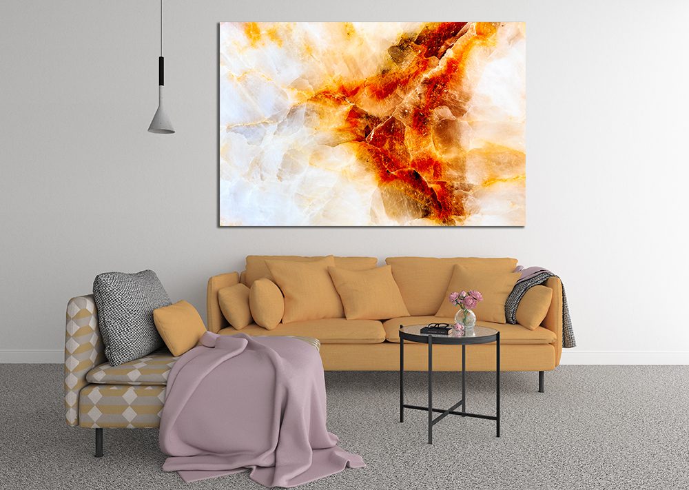 Marble Abstract Orange Liquid Marble Canvas Print Wall Art