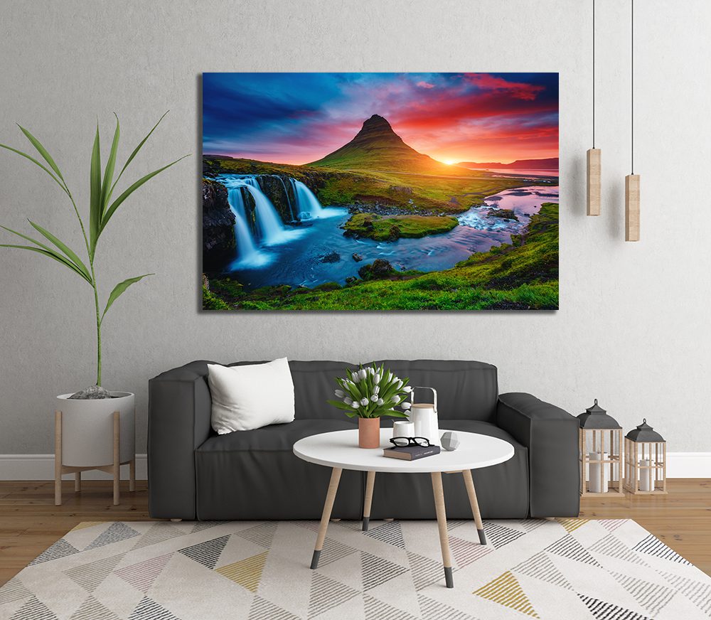 Kirkjufellsfoss Waterfall the coast of Snaefellsnes Peninsula Canvas