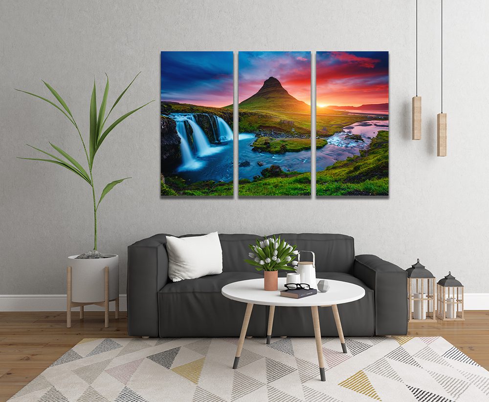 Kirkjufellsfoss Waterfall the coast of Snaefellsnes Peninsula Canvas