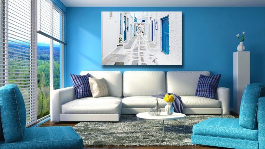 Mykonos White Street Greece Canvas Wall Art - | My Canvases