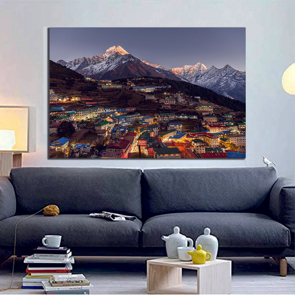 Namche Bazaar, Everest trek, Himalaya, Nepal Printed Canvas