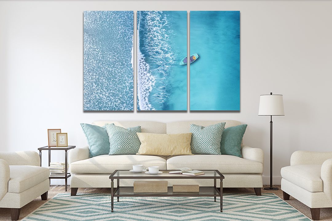 Wave Boat Ocean Canvas Print Wall Art