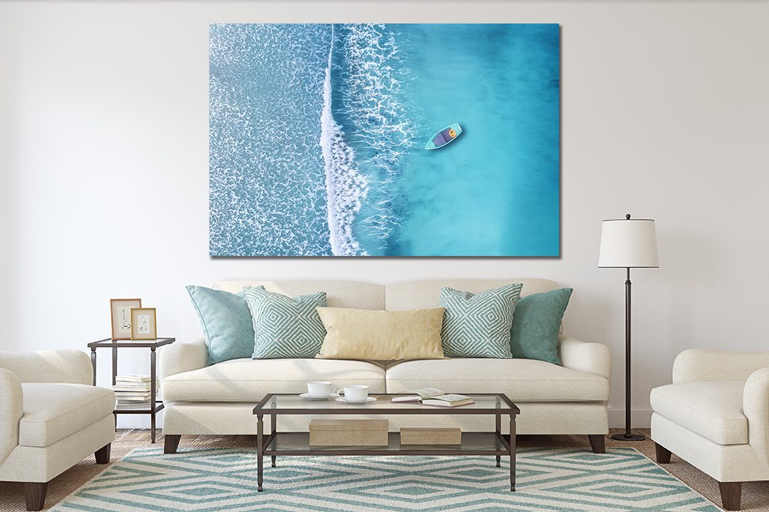 Wave Boat Ocean Canvas Print Wall Art - | MyCanvases