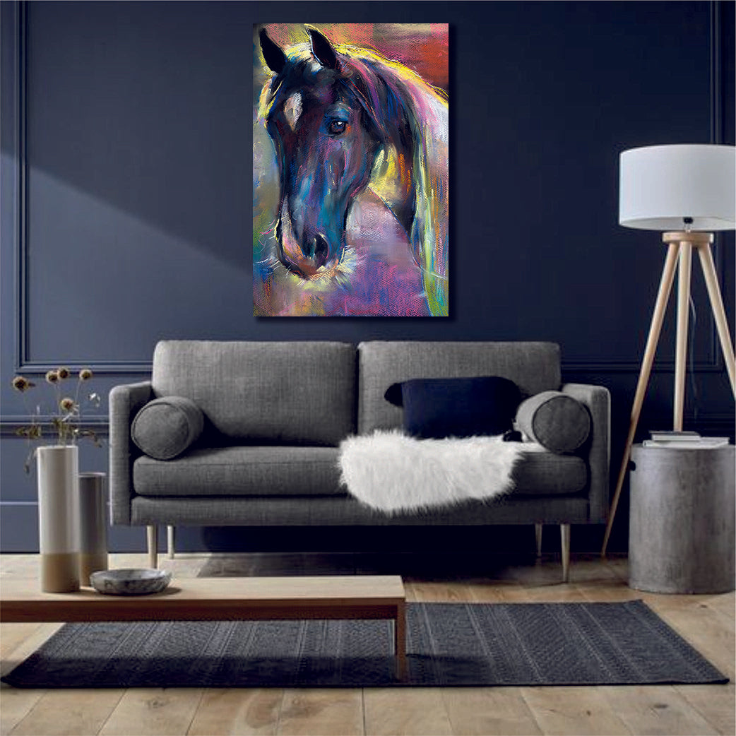 Horse Oil Abstract Multicolour Canvas Wall Art - | MyCanvases