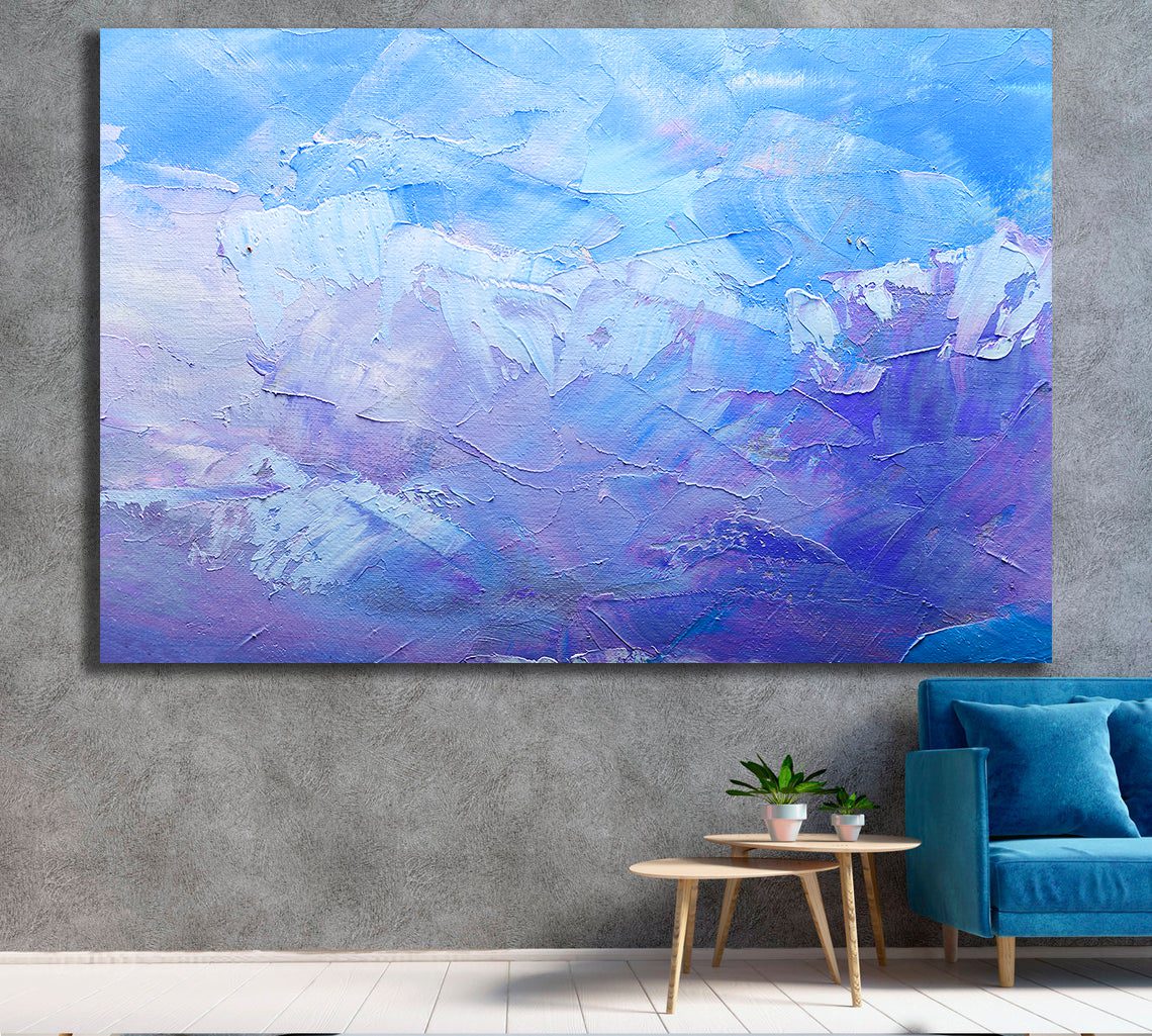 Brushstroke Blue Purple Liquid Marble Canvas Print Wall Art