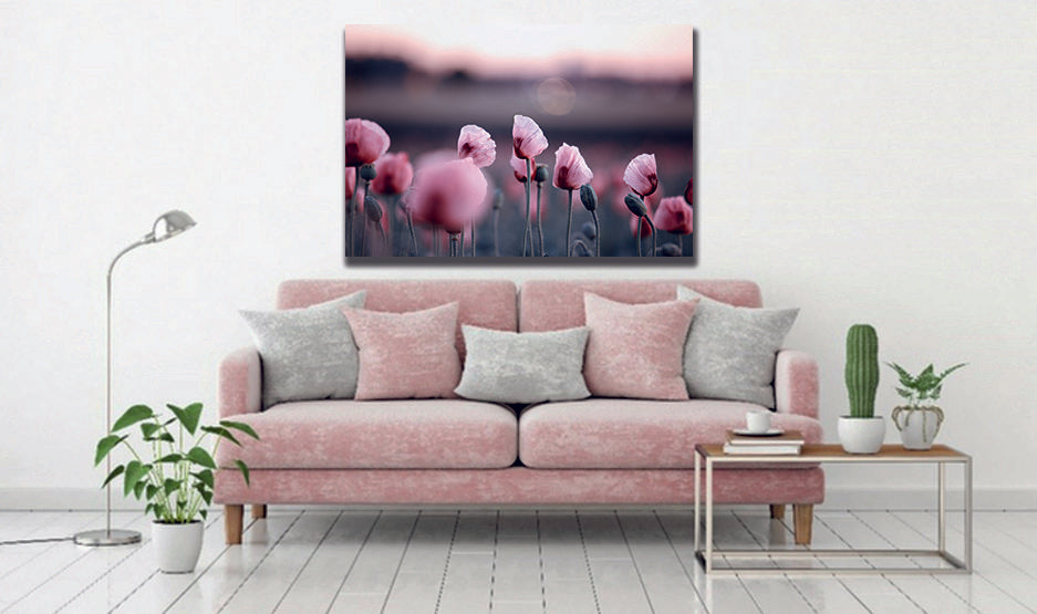 Pink Flower Field Canvas Wall Art - | MyCanvases