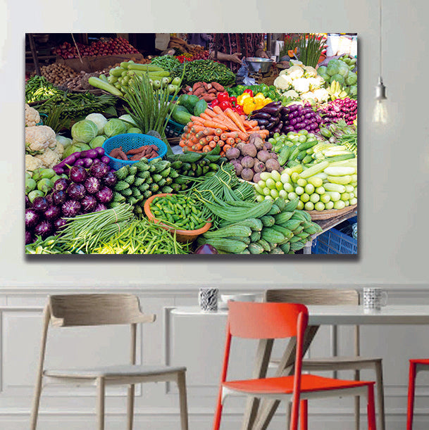 Raw Vegetable Stall Canvas Wall Art - | MyCanvases