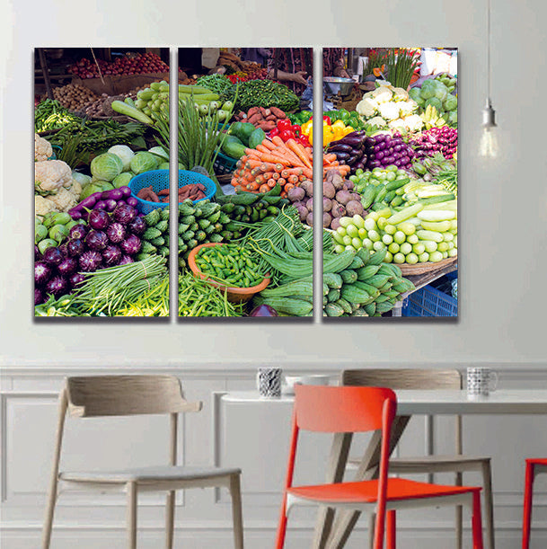 Raw Vegetable Stall Canvas Wall Art