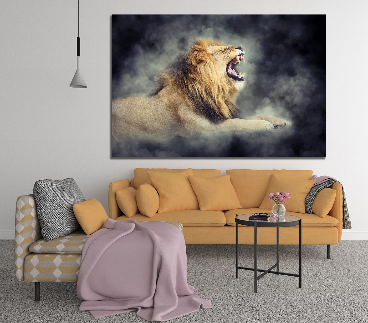 Smokey Lion Abstract Canvas Wall Art | My Canvases