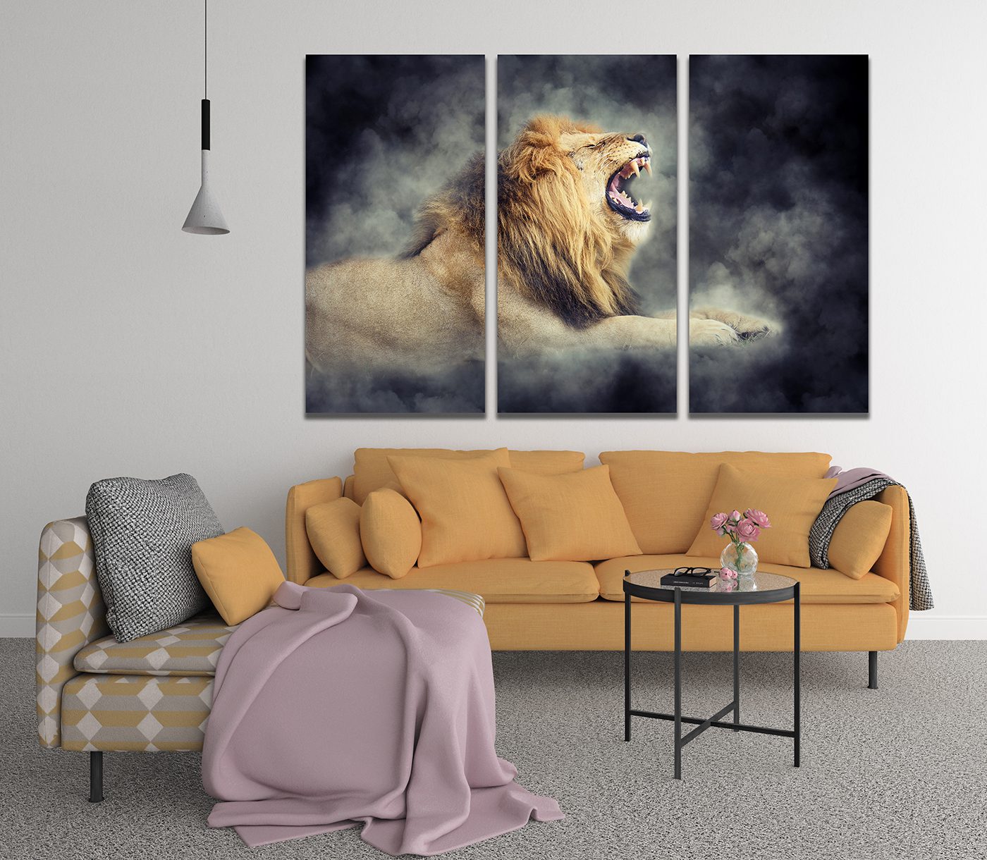Smokey Lion Abstract Canvas Wall Art