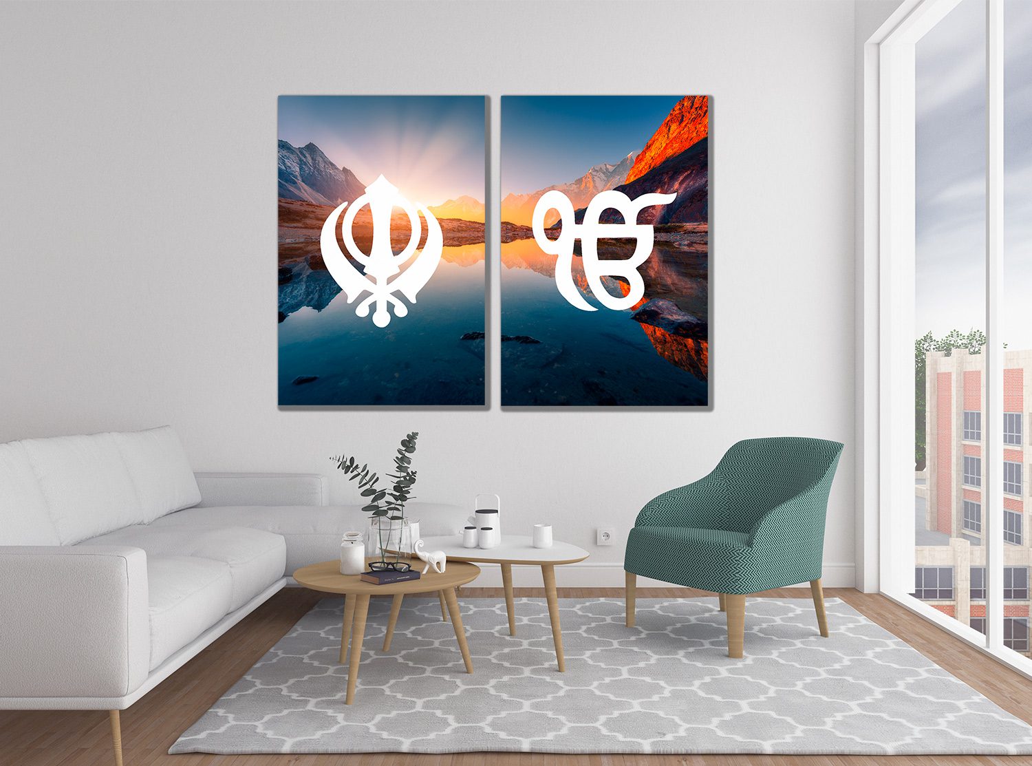 Sunset Mountain Sikh Khanda Ek Onkar Canvas Print Wall Art