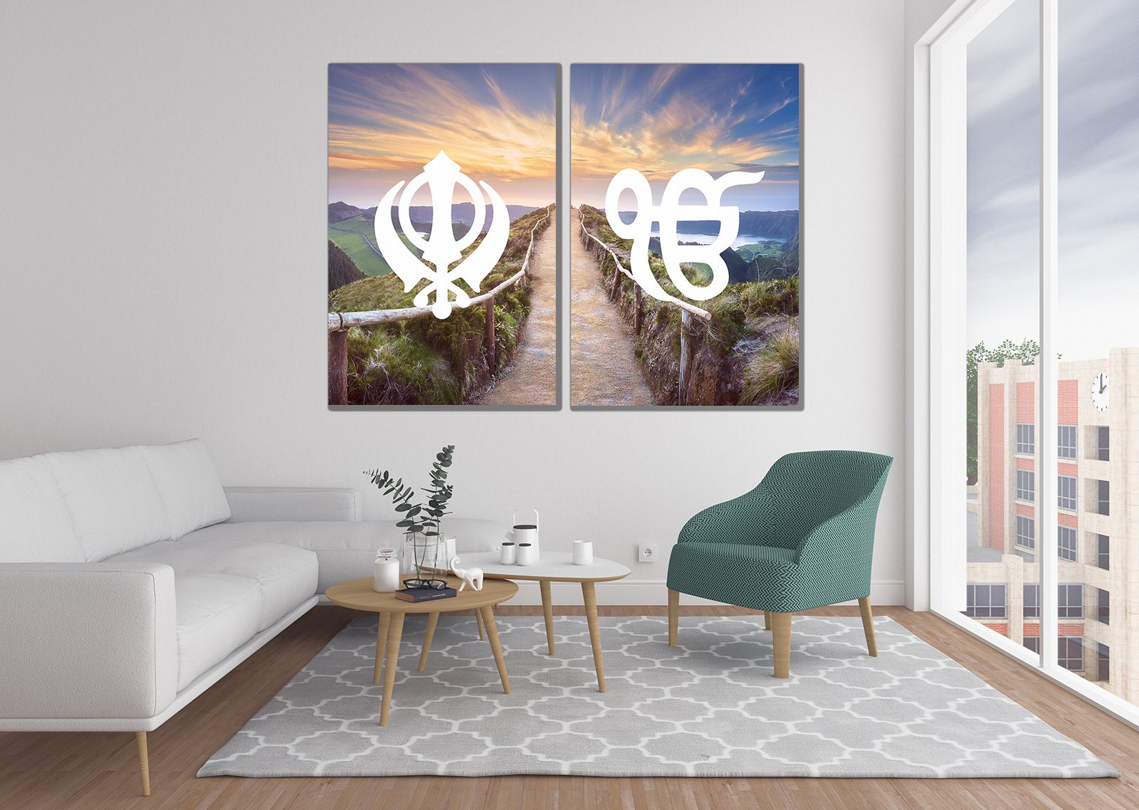 Sunset Path Sikh Khanda Ek Onkar Canvas Print Wall Art