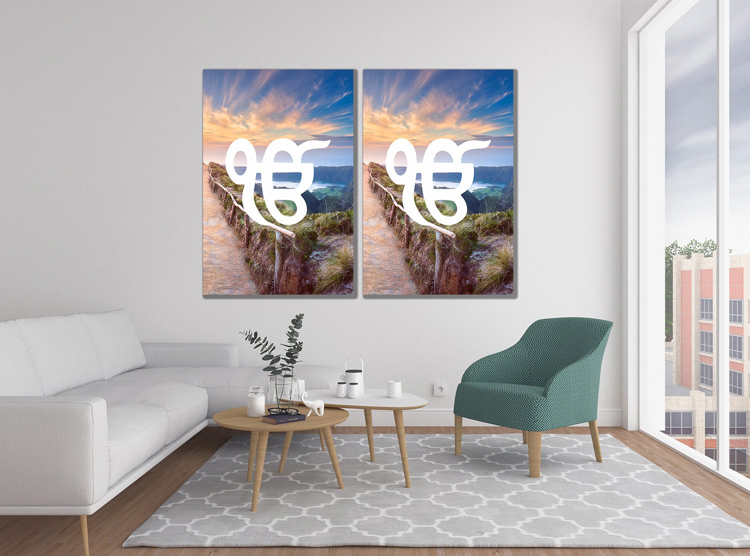 Sunset Path Sikh Khanda Ek Onkar Canvas Print Wall Art