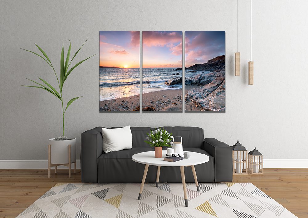 Pink Flower Field Canvas Wall Art