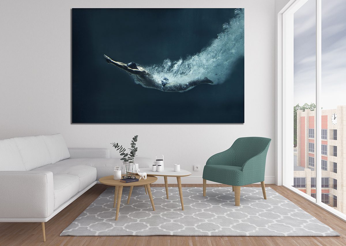 Man Swimming Underwater Canvas Print Wall Art - | MyCanvases