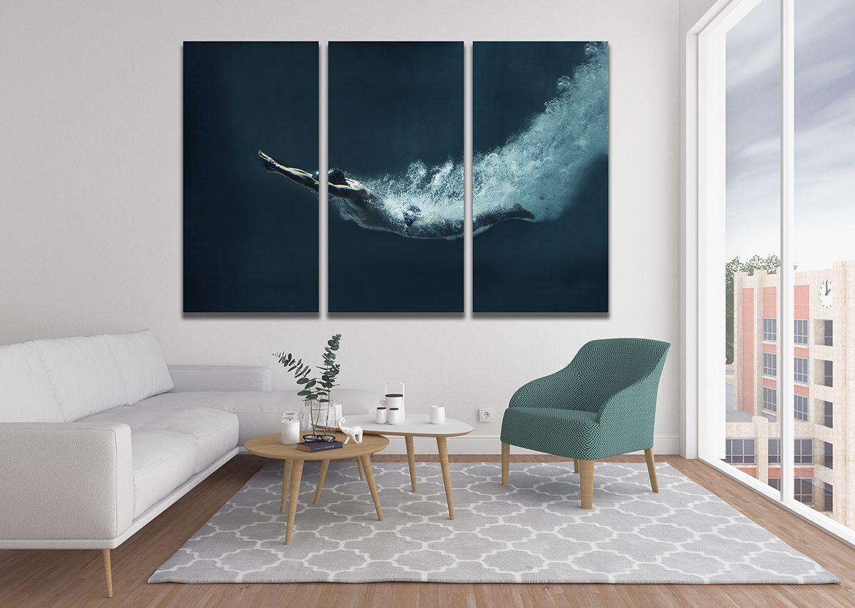 Man Swimming Underwater Canvas Print Wall Art - | MyCanvases