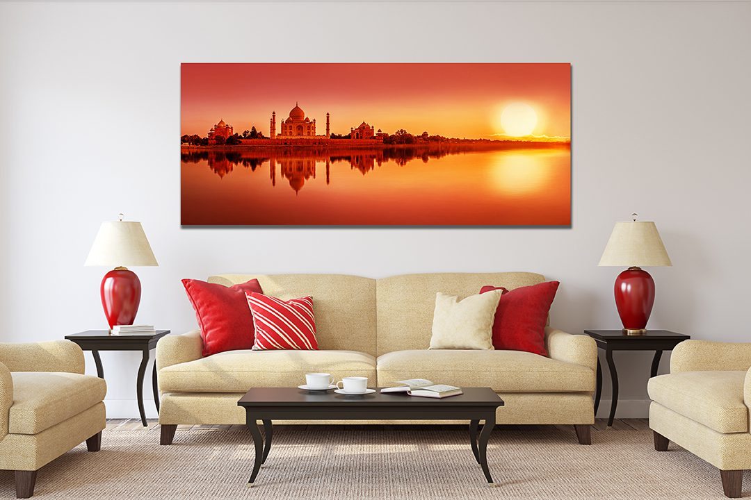 Taj Mahal Sunset Canvas Wall Art - Orange - MyCanvases