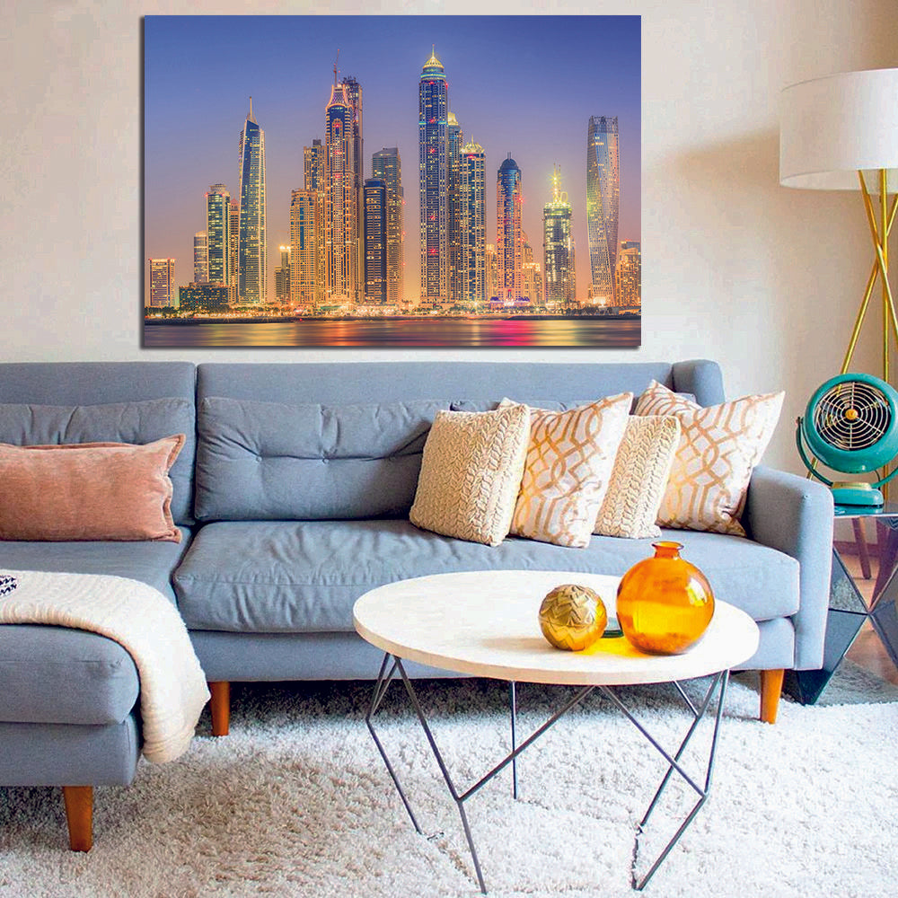 Skyscrapers In Dubai Marina UAE Canvas Wall Art - | My Canvases