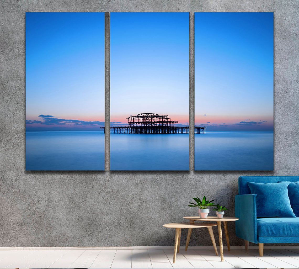 The West Pier Brighton Sunset, England, UK Canvas Wall Art