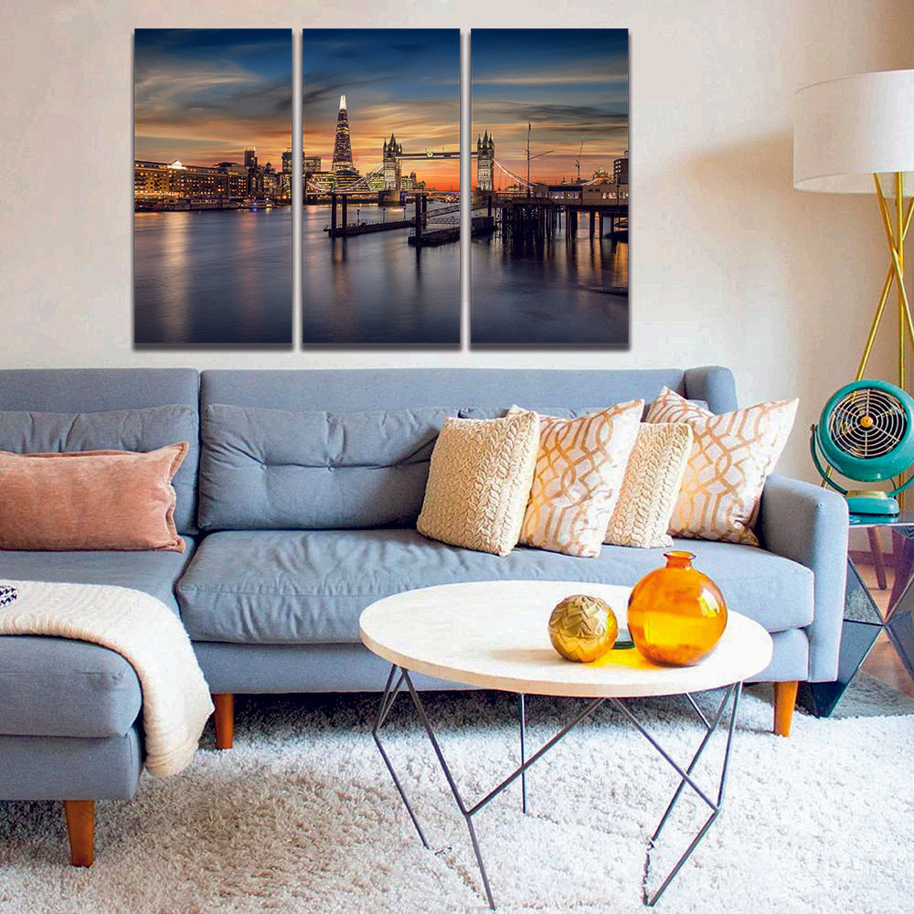 Skyline of London Sunset, The Tower Bridge Thames River Canvas