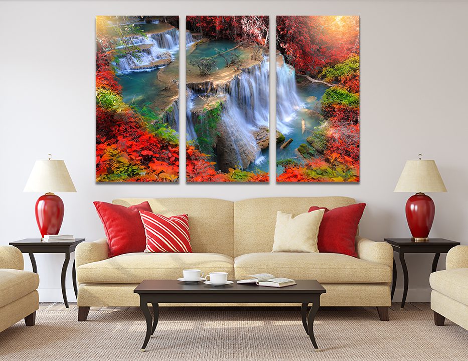 Huay Mae Kamin Waterfall Autumn Forest, Kanchanaburi province, Thailand Canvas