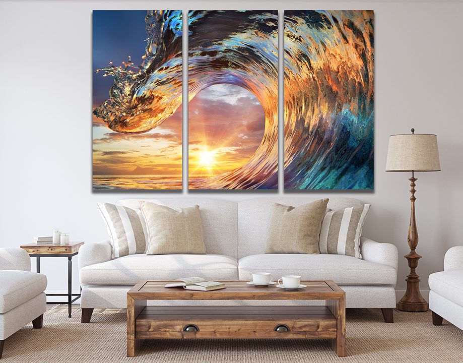 Wave Break Water Sun Canvas Print Wall Art