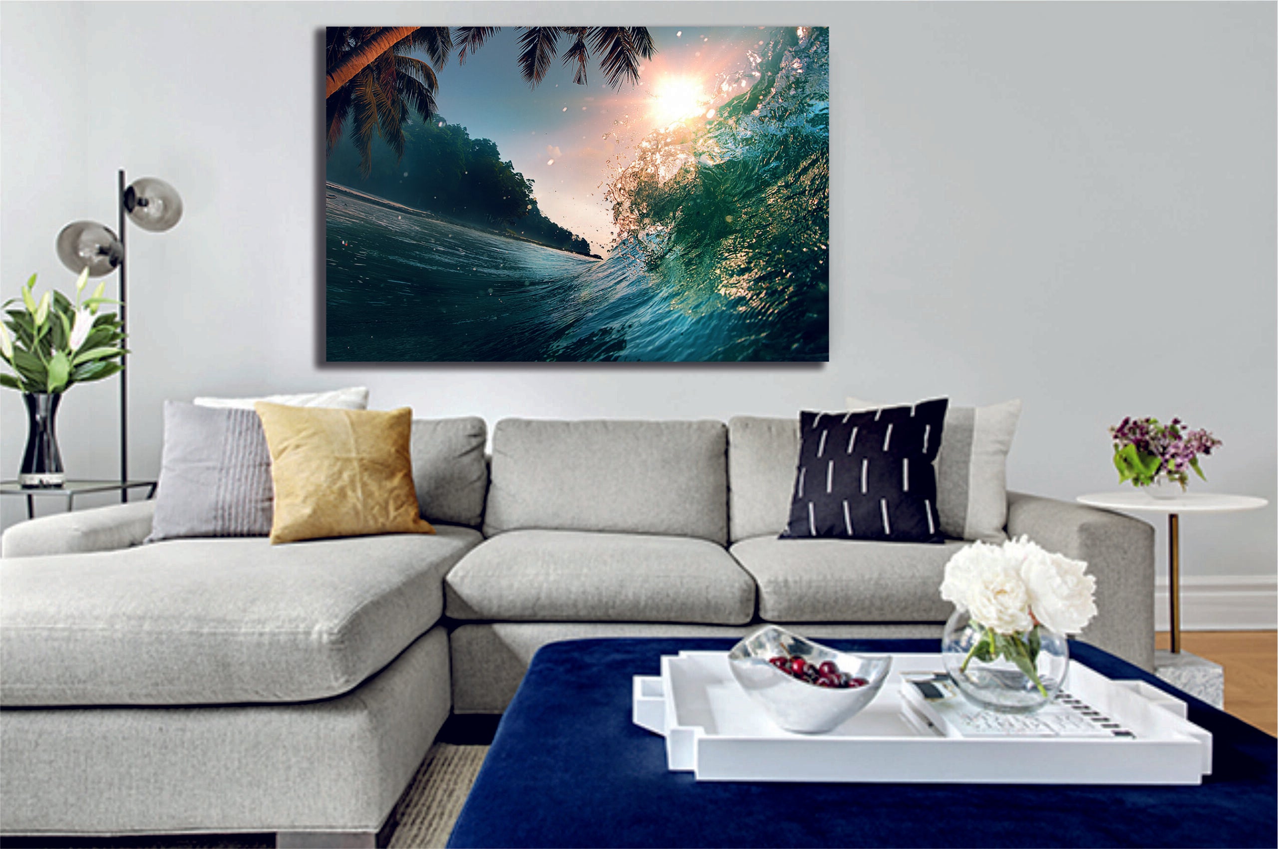 Wave Palm Tree Canvas Wall Art - My Canvases