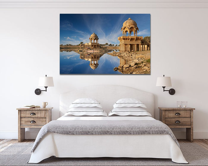 Gadi Sagar Temple Gadisar Lake Jaisalmer Rajasthan North India Canvas - Wall Art