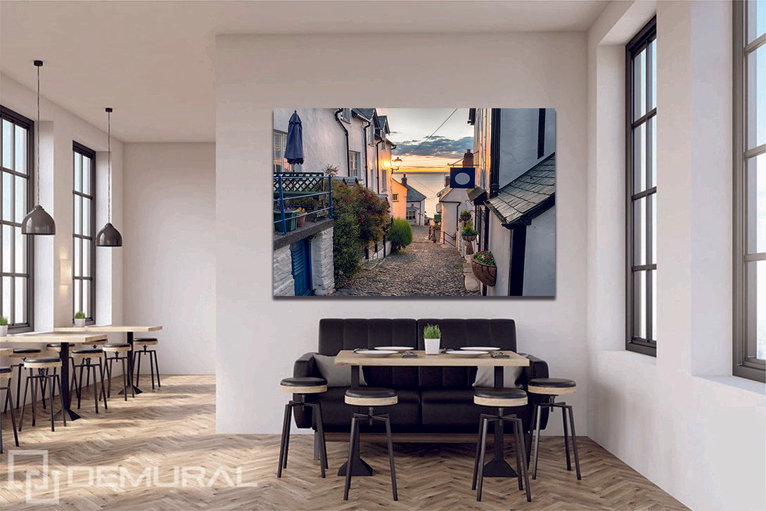 Devon Clovelly, UK Cobbled Streets Cottages Canvas Print Wall Art