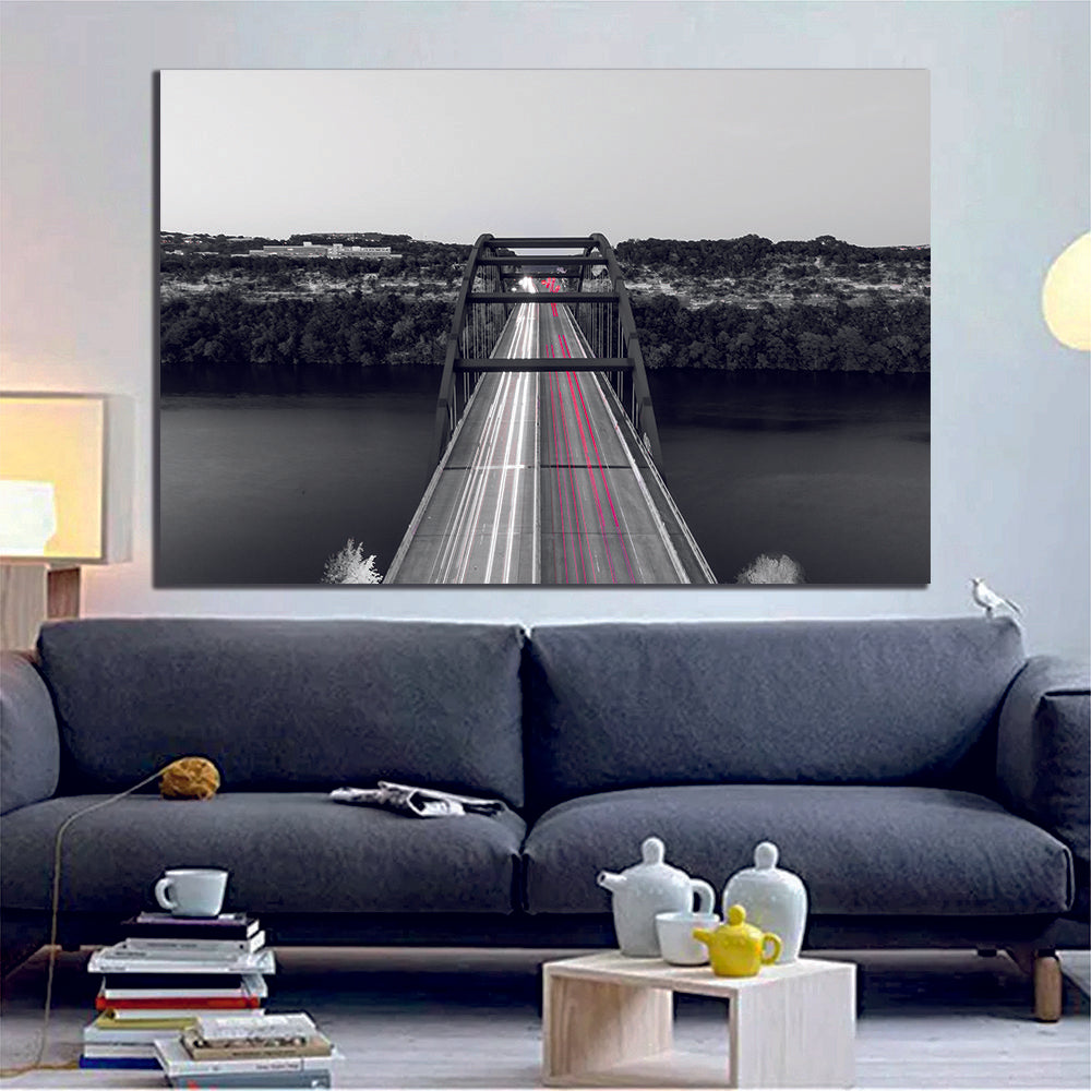 Aerial Long Exposure of Pennybacker (360) Bridge in Austin Texas, USA Canvas