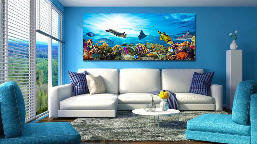 Colourful Coral Reef with Fishes and Sea Turtle Canvas - Fish Canvas