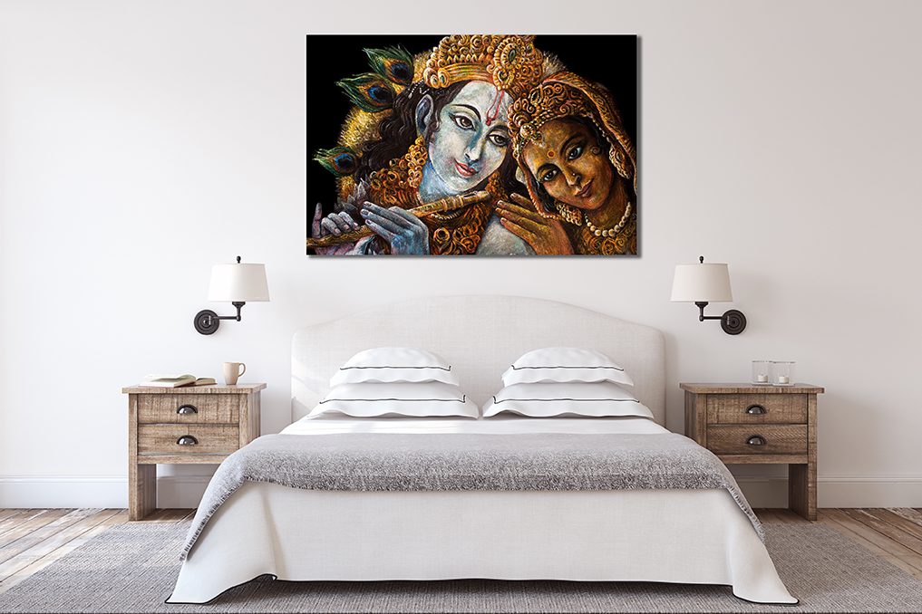 Divine Couple Krishna Radha Canvas Wall Art