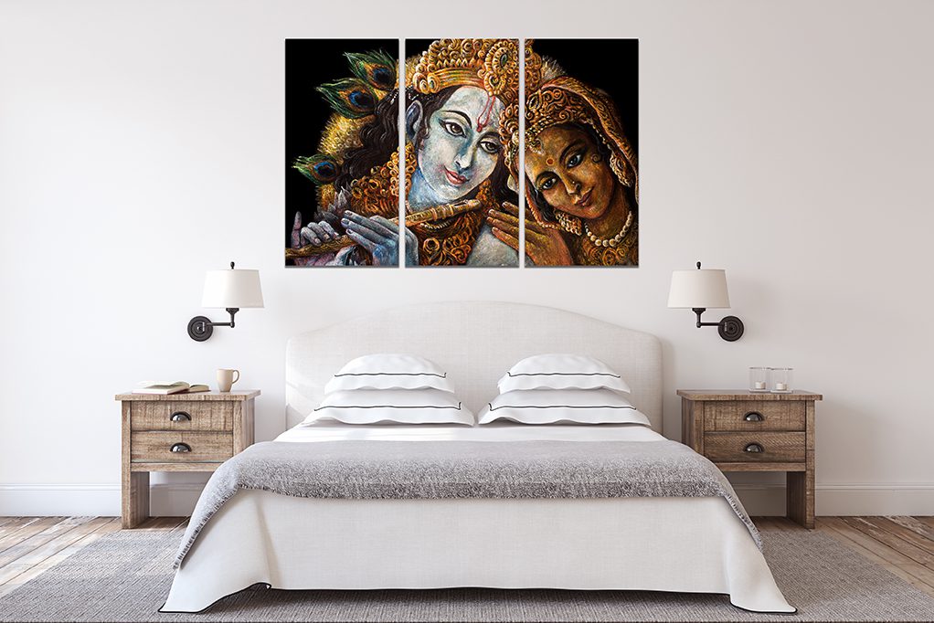 Divine Couple Krishna Radha Canvas Wall Art