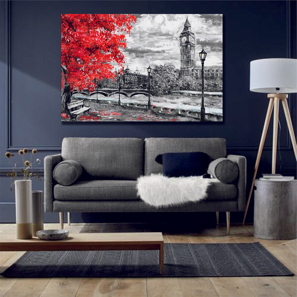 Street Of London Painting Canvas Print Wall Art - | My Canvases