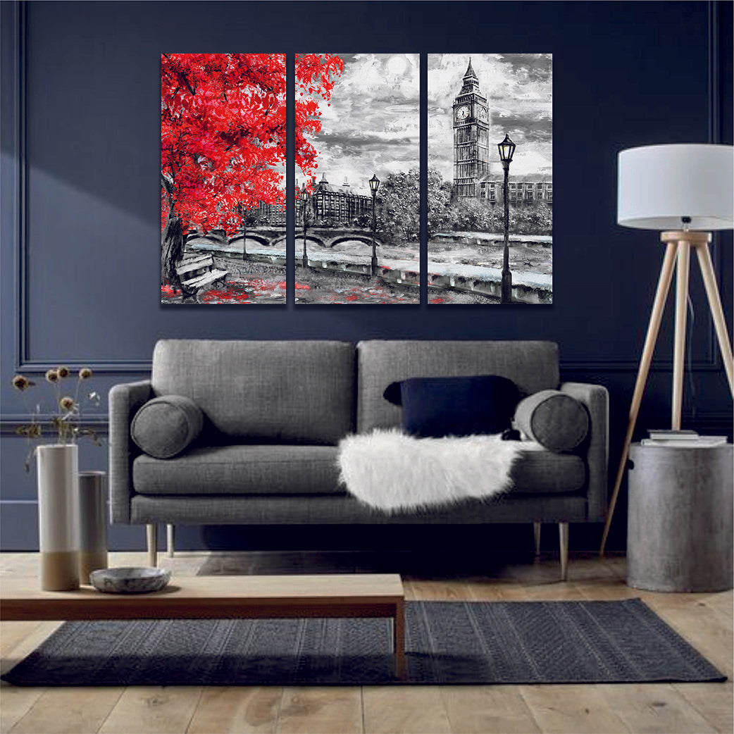 Street Of London Painting Canvas Print Wall Art