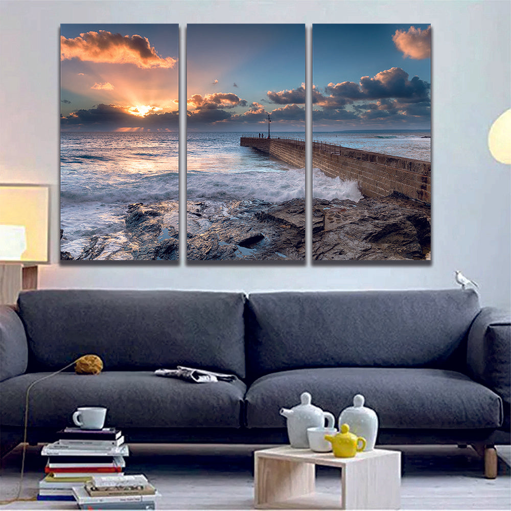 Stone Pier Porthleven Cornwall Coast, UK Canvas