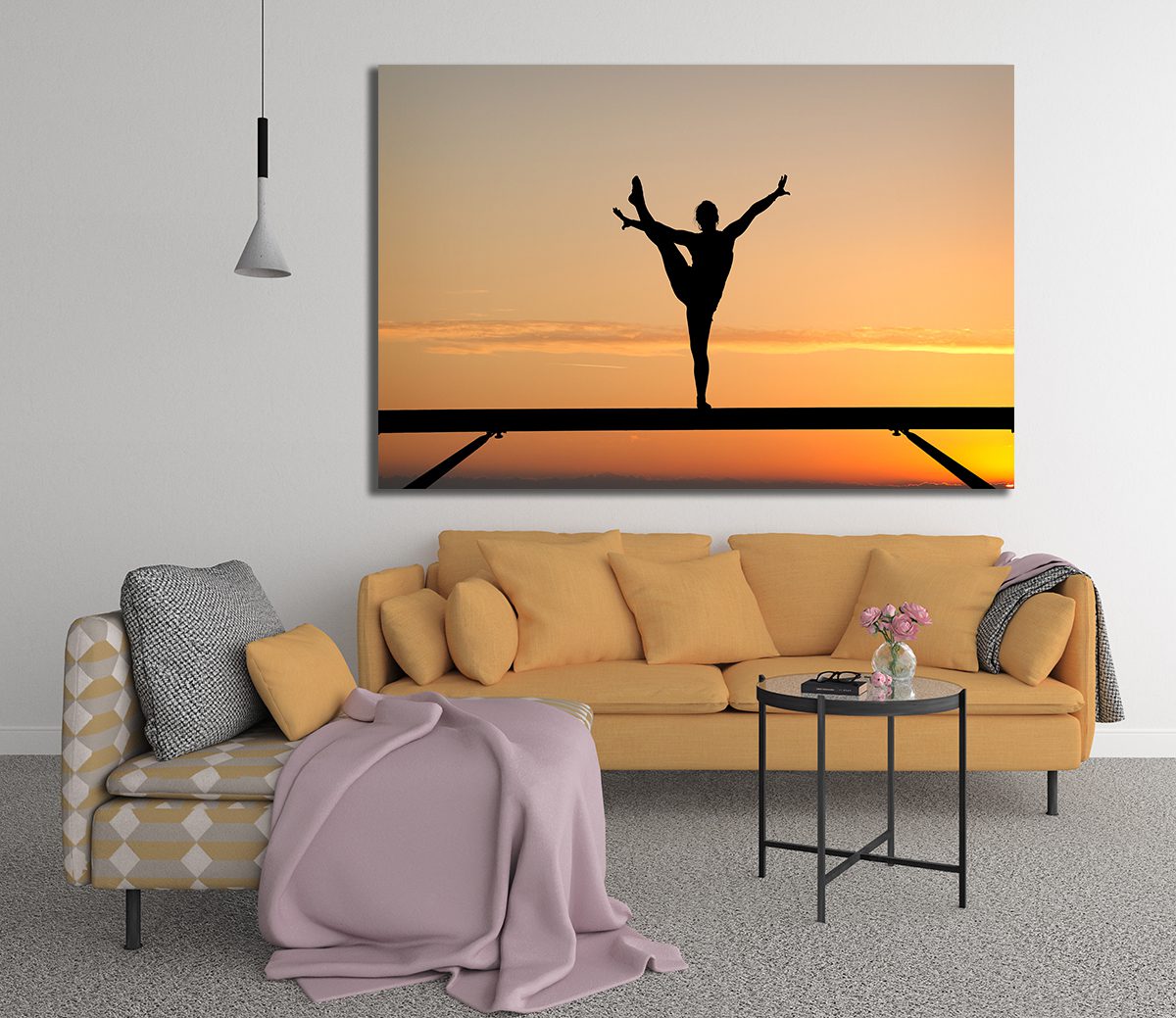 Gymnast On Balance Beam In Sunset Wall Art
