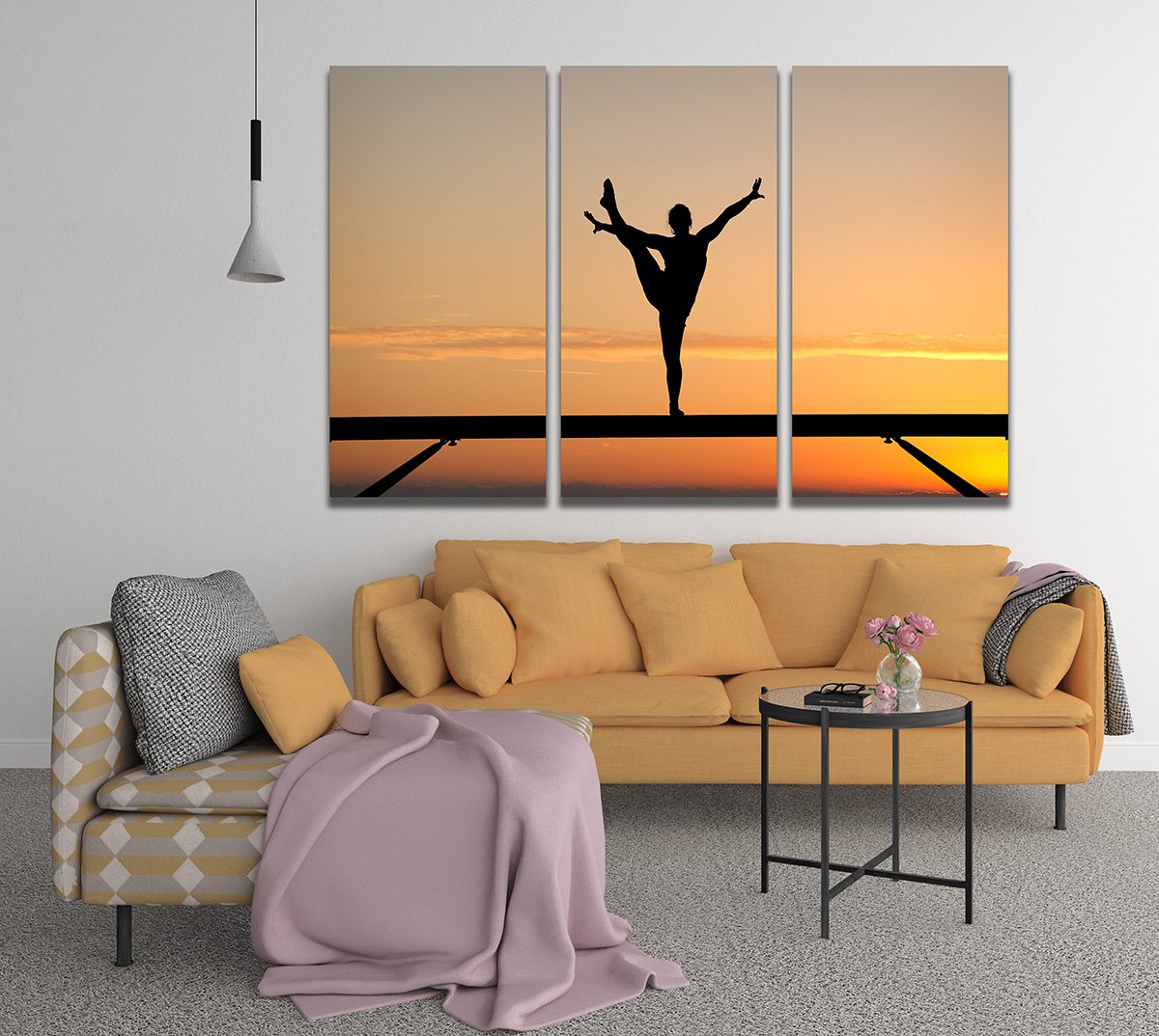 Gymnast On Balance Beam In Sunset Wall Art